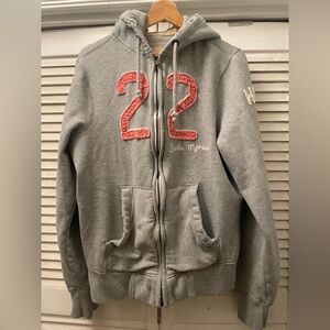 Hollister Gray Hoodie with Red Accents